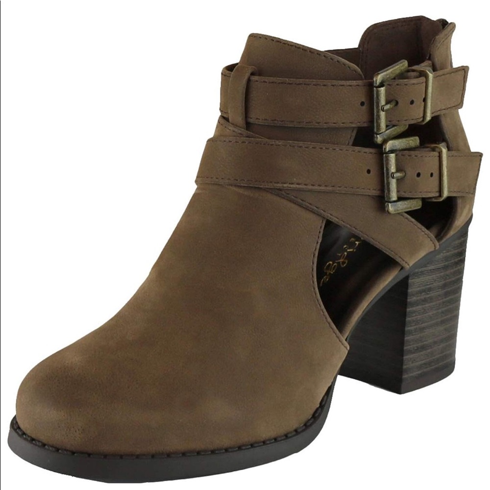 Stacked Heel Cutout Bootie